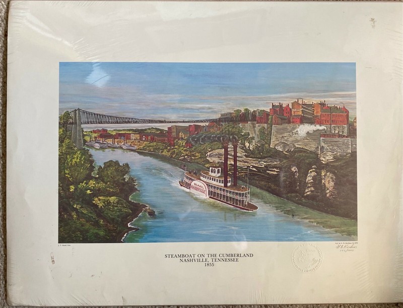 Steam Boat on the Cumberland Nashville, Tennessee 1855 by G.B. Kirchner - Limite