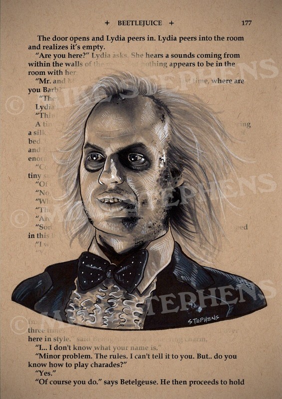 Horror Art Print – Beetlejuice Over Bookpage