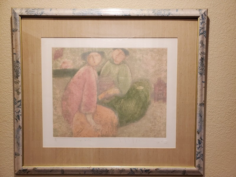 Eng Tay Large Etching Limited Edition Numbered Signed Framed "Village Girls" gallery