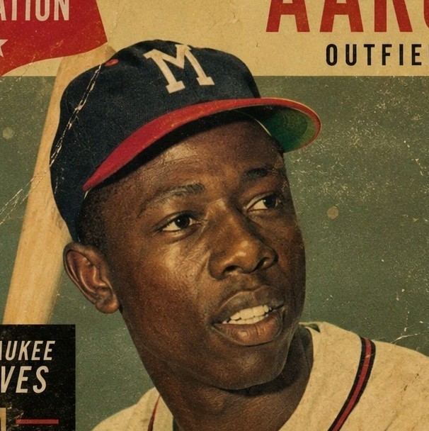 8x10 WallArt MLB Hank Aaron BASEBALL Card Print Glass Framed gallery