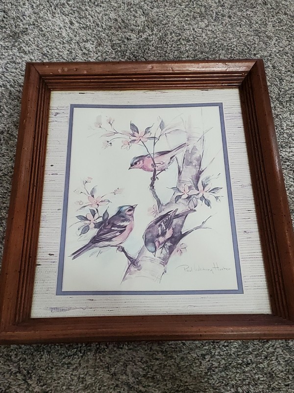 Paul Whitney Hunter Framed Print Birds in Tree 16-1/2″ X 13-1/2″