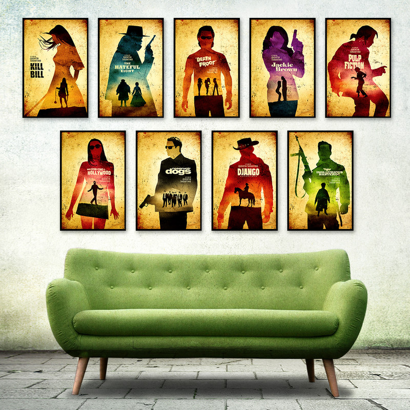 Quentin Tarantino Art Set, Kill Bill, Hateful Eight, Django, Pulp Fiction etc.