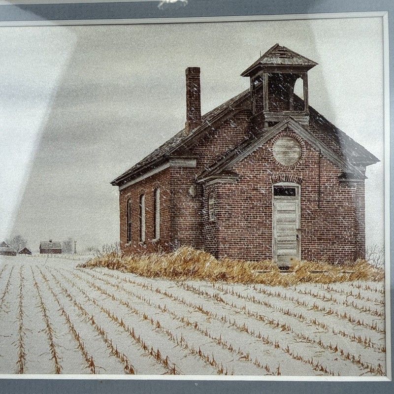 Jon Crane Framed Watercolor Art Print Winter Schoolhouse Americana Landscape gallery