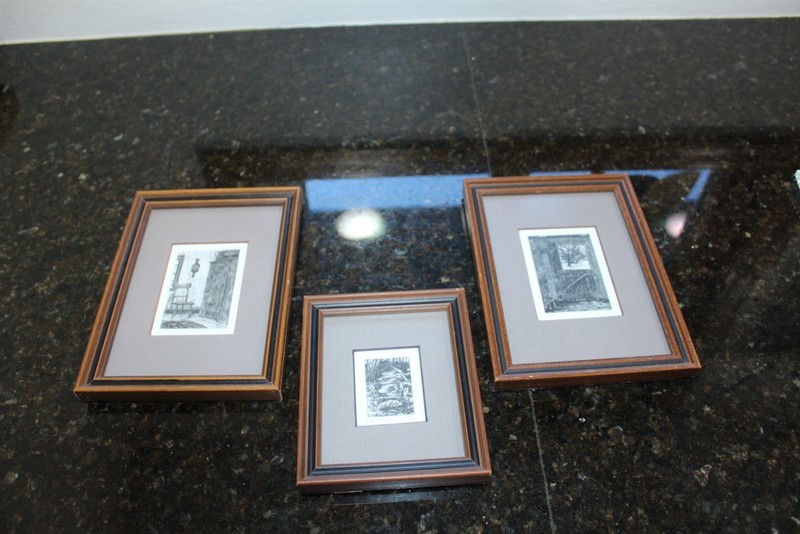 Vintage Block Prints – Door, Lily Pond, Kitchen Signed Framed Matted Lot of 3