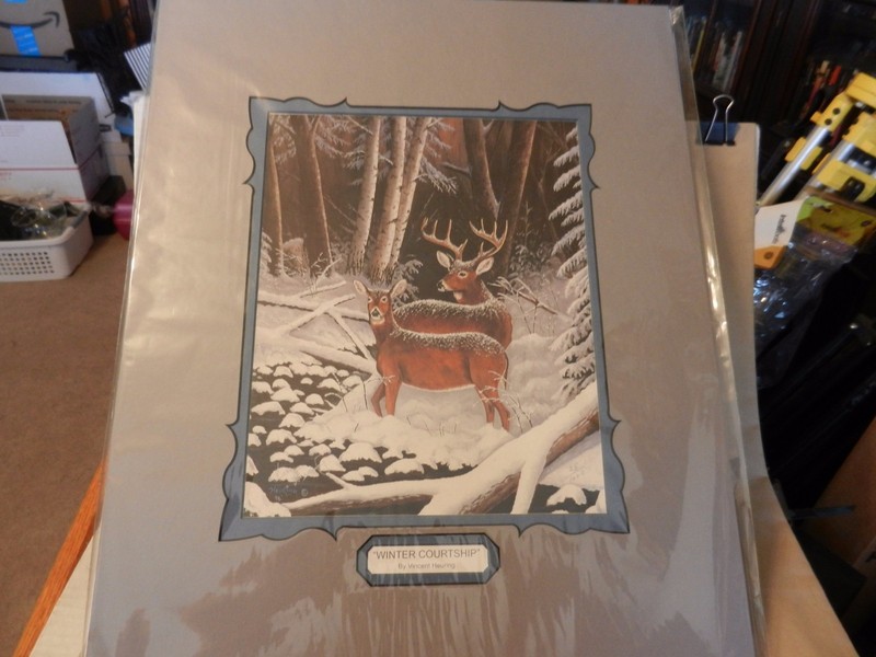 Deers Winter Courtship Ltd. Edition Matted Print by Vincent Heuring #25 of 1,000