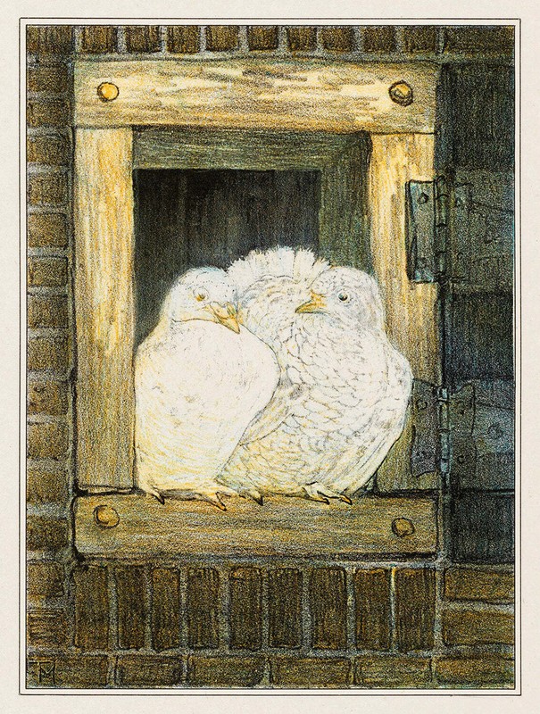 Witte duiven in venster by Theo van Hoytema Art Print