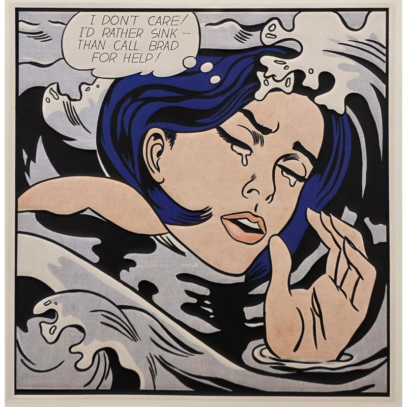 ROY LICHTENSTEIN Drowning Girl Framed Pop Art Modern Art Print