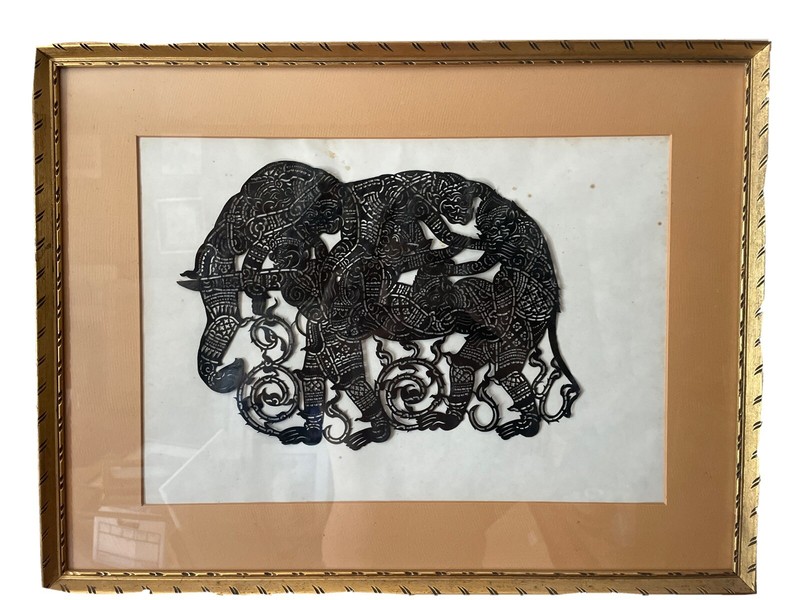 Elephant paper cutting Angkor Wat Thai Cambodian Black Temple Rubbing Dancing