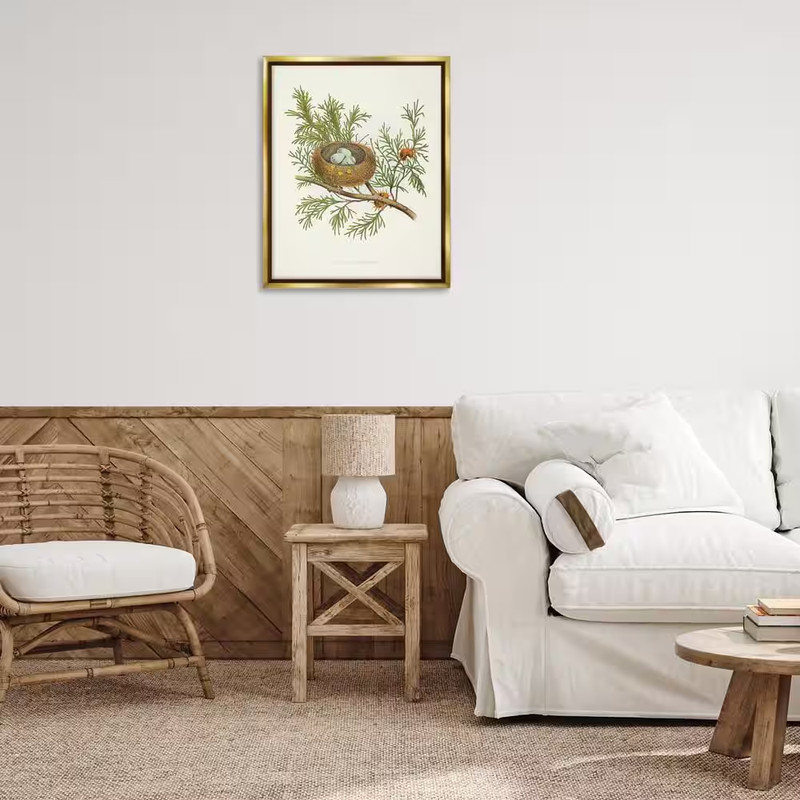Forest Bird Nest on Branch by Tina Higgins Designs, Inc. Gold Floater Frame Natu gallery