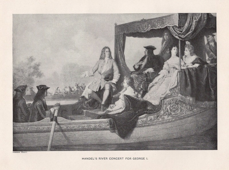 COMPOSER HANDEL – Riverboat Concert Water Music Women 1894 Antique Engraving