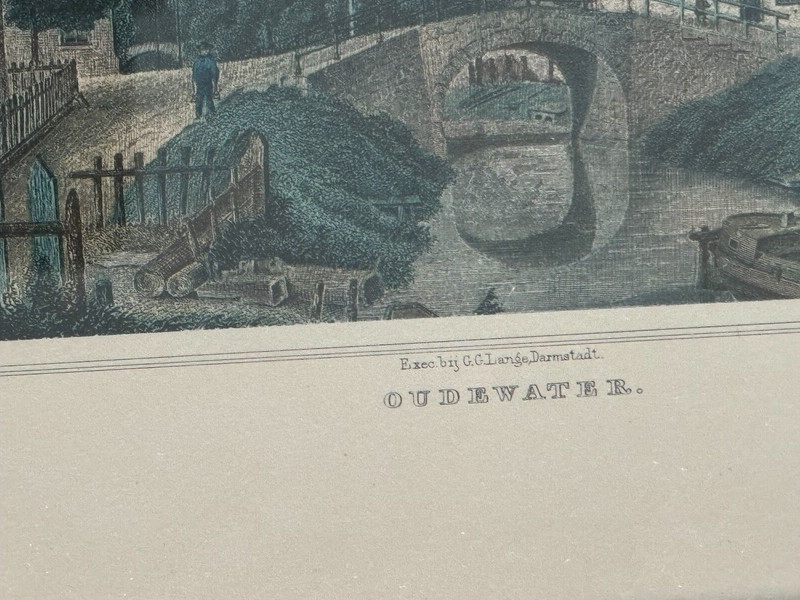 Antique Print OUDEWATER NETHERLANDS Terwen Schuler Wood Frame gallery