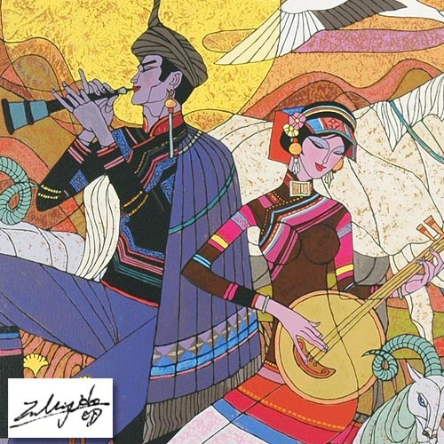 Zu Ming Ho In The Year Of The Ram Serigraph on Canvas #62/195 H/S w/coa ON SALE