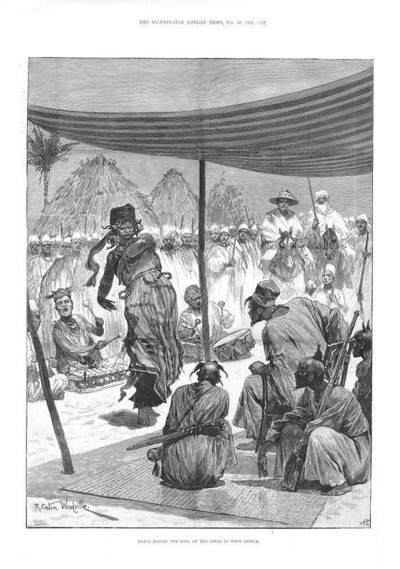 Dance Before the King of the Sofas in West Africa – Antique Print – 1894