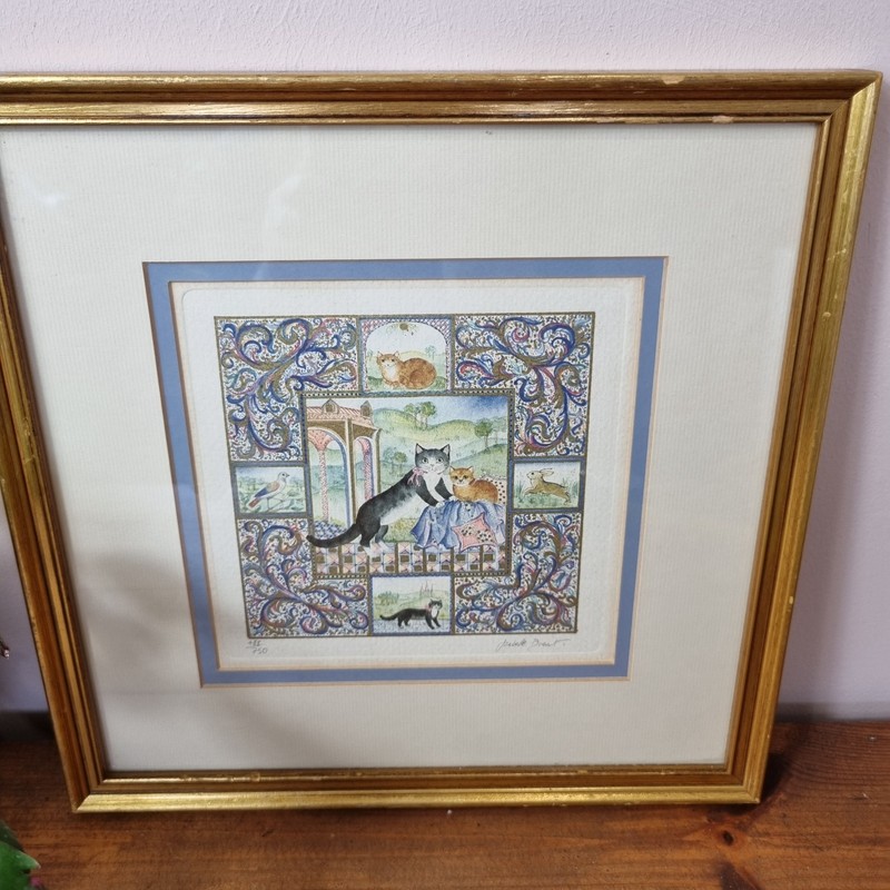 Isabelle Brent Signed Limited Edition Cat Print 1980s Framed Watercolour