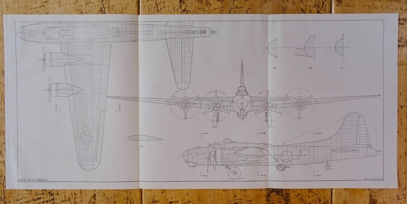 WW2 USA – AMERICA Aircraft BOEING B-17G FORTRESS Scale Design Plan c1944