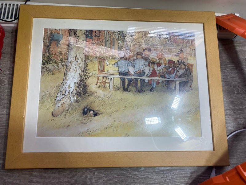 Vintage Carl Larsson Breakfast Under The Big Birch Tree Framed Print Wall Art