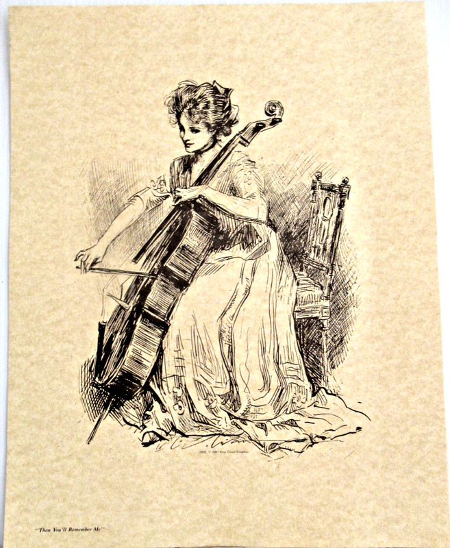 "THEN YOU'LL REMEMBER ME" (GIBSON GIRL)~ *1909 PEN-AND-INK SKETCH - (11" X 14")*