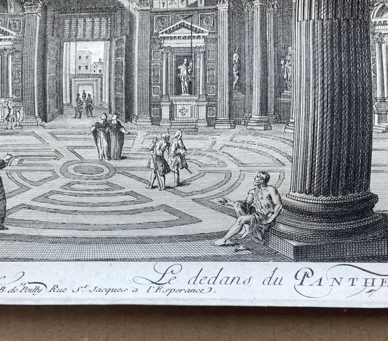 Pantheon Rome Inside Engraving Etching N.J.B. de Poilly gallery