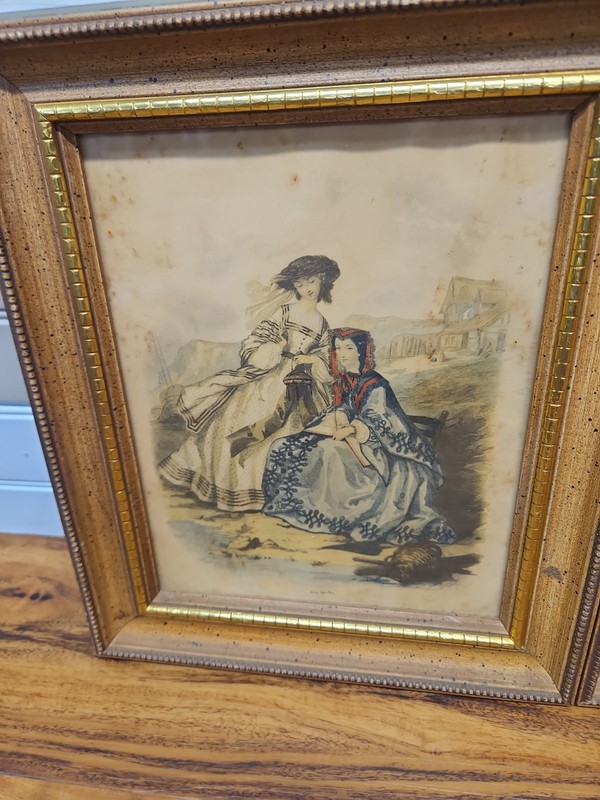 2 Antique La Mode Illustrée French Plate Print c.1860s Victorian Leroy Imp Paris gallery