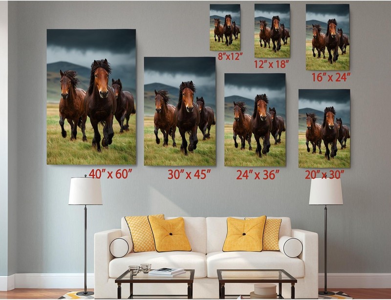 Running Horses Canvas Print Wild Brown Stallions Rustic Farmhouse Wall Art gallery