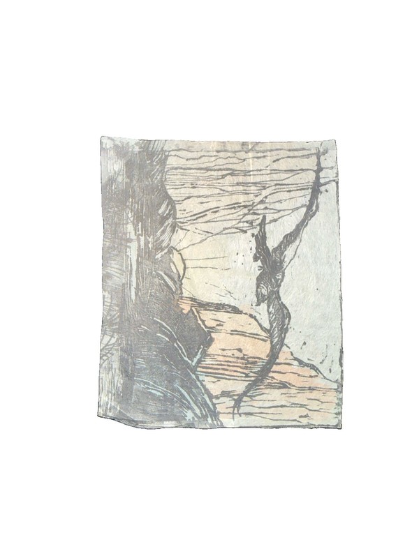 Miniature Linocut Abstract 1960 Obsieger Austria Vienna