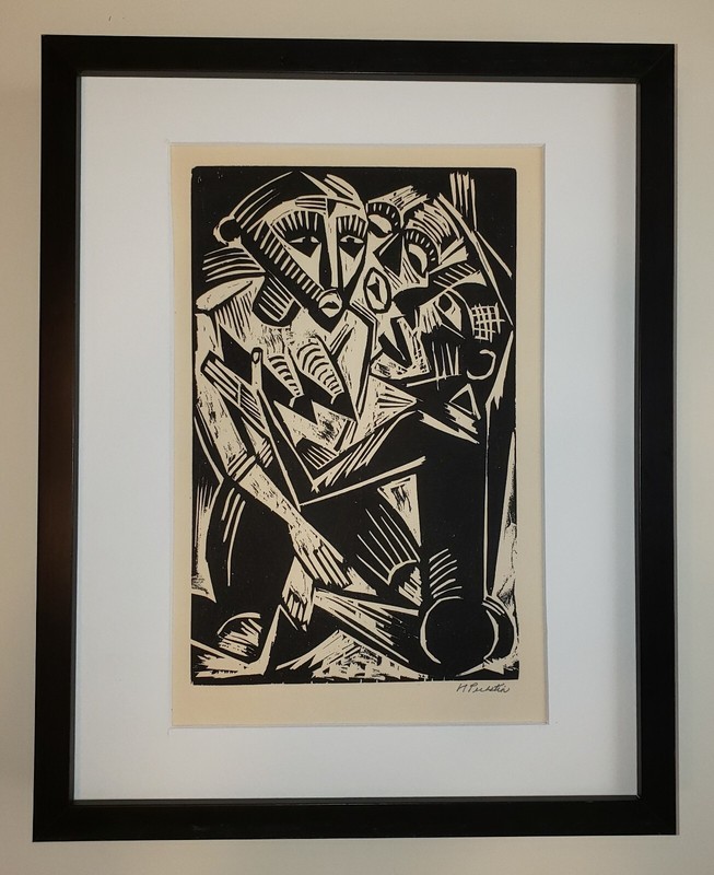 MAX PECHSTEIN Original HAND SIGNED German Expressionist WOODCUT 1919 Frame