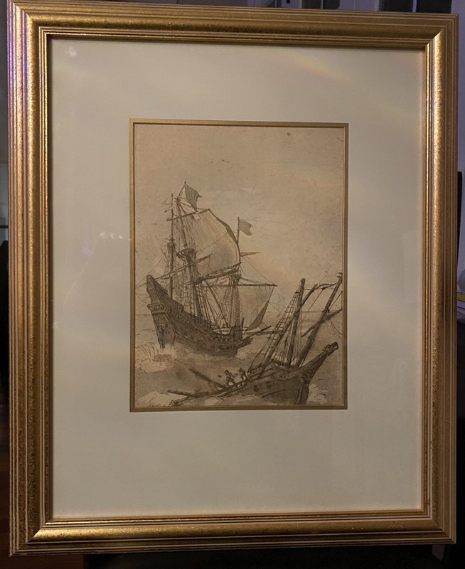 RARE Claude Lorraine (1600-1682) “Ship in a Storm” – Signed Litograph with COA