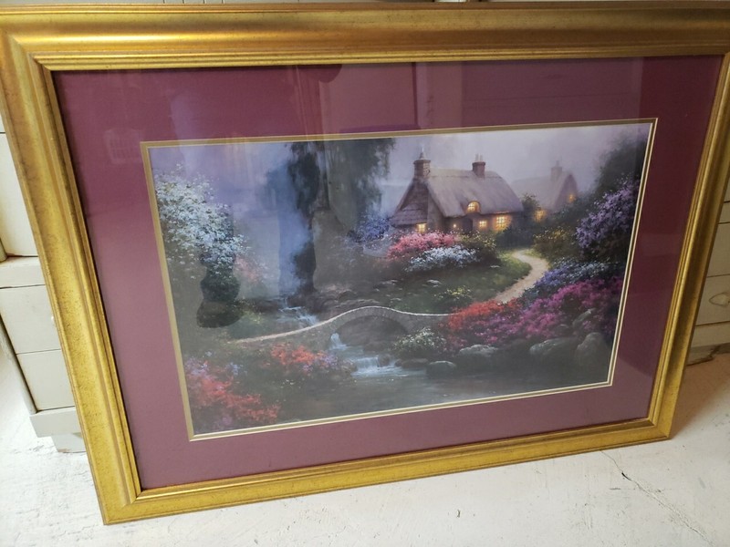 SERGON Stonebridge Lithograph Print 30 X40 Framed. Print 18×27 Golden Frame