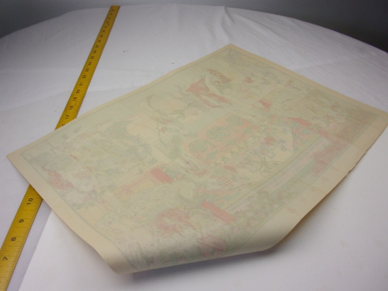 Japanese royal feast VINTAGE print 15x20.5" folded thin paper ORIGINAL gallery