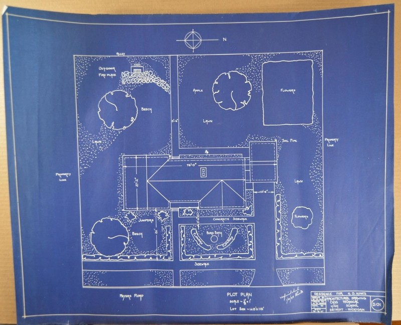 Mid Century Modern Landscape Architecture Blueprint Art 18×24 Original 1948