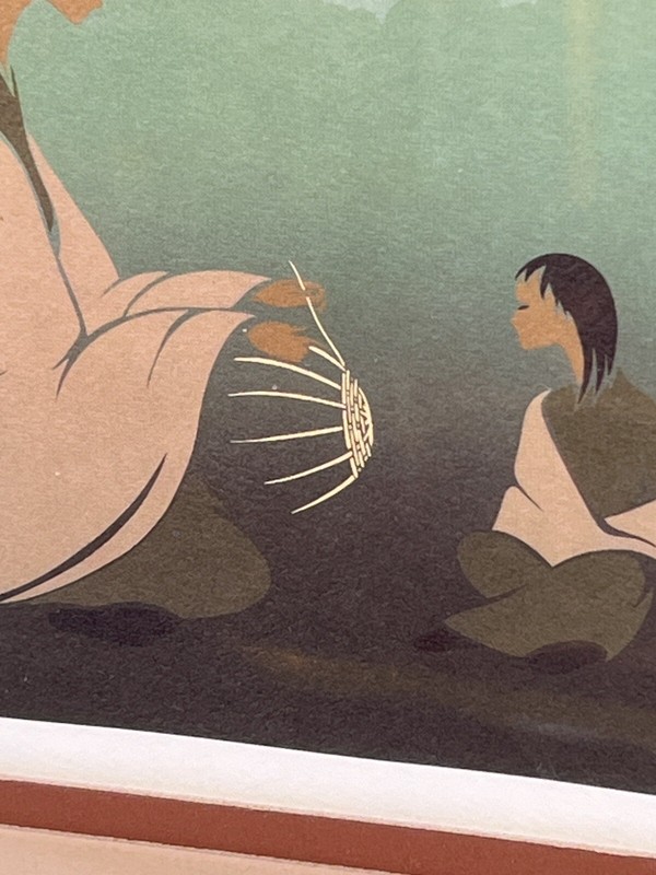 ioyan mani (Maxine Noel) Signed Print “The Basket Weaver” Native Am Framed 12x15 gallery