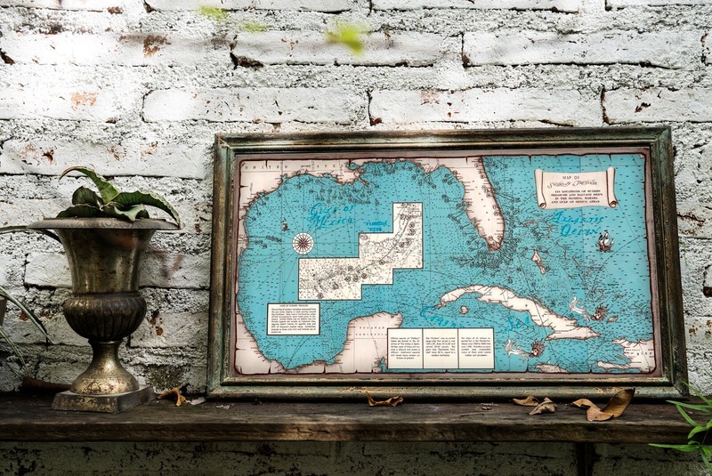 Sunken Treasure Map - Florida, Bahamas, Gulf of Mexico. 1 Map + 1 Index Poster gallery