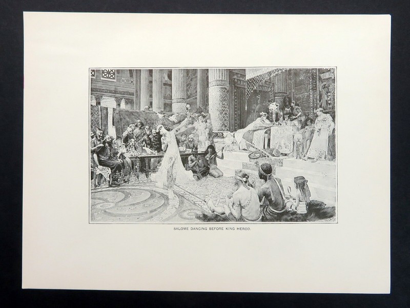 Salome Dancing Before King Herod, bible illustration 1892 vintage art print gallery