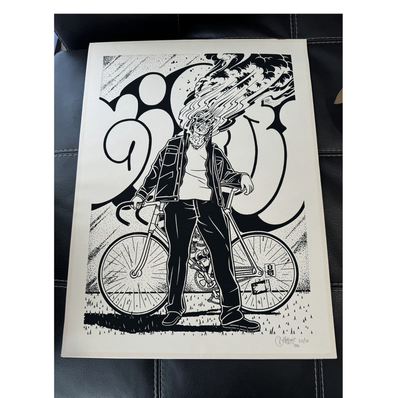 Mike Giant Signed Limited Edition Numbered Art Print Bicycle Rider 2008
