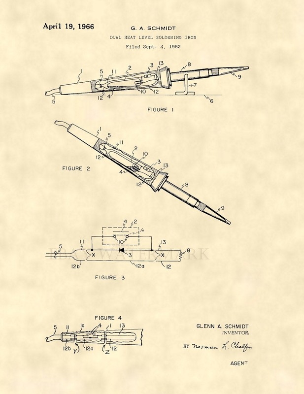 Soldering Iron Patent Art Official Patent Art Print -1966 Vintage Antique 903