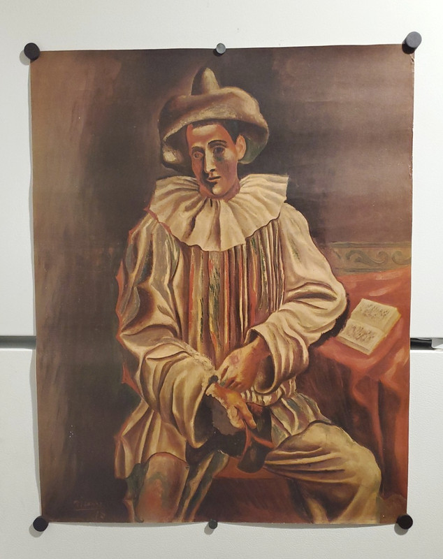 Pablo Picasso 1950s Print «Pierrot Paris 1918″ Unframed 24″ tall x 19» wide