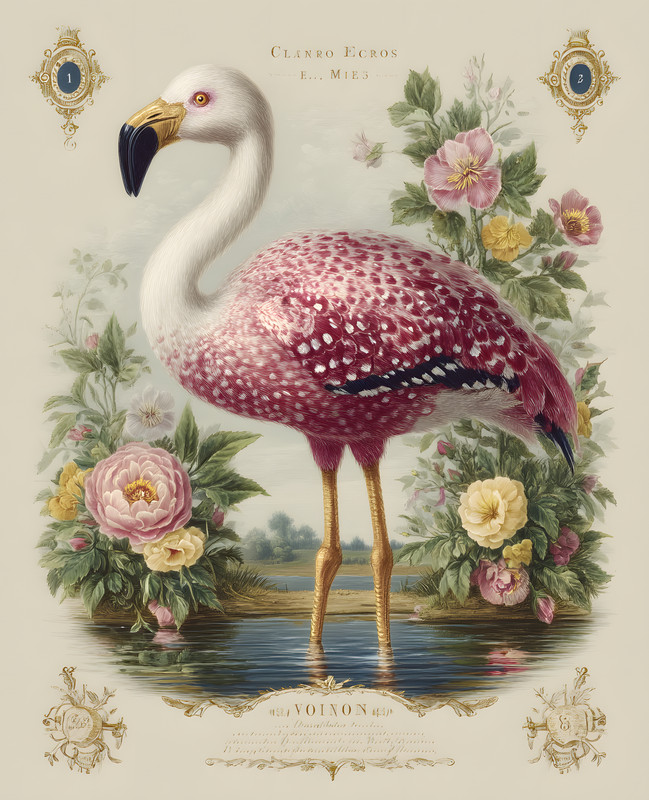 8x10 Flamingo Rose Landscape Art Print - 623561433