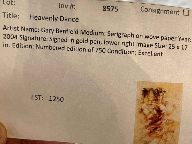 🔥 Gary Benfield "Heavenly Dance" Serigraph on Wove Paper Signed Limited gallery