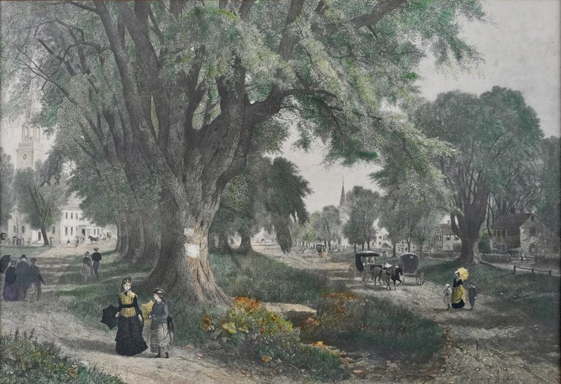 Antique Framed Late 19th C. Landscape Colored Engraving After Albert F. Bellows gallery