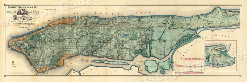 Historic Map of New York City 1865 - 16x48