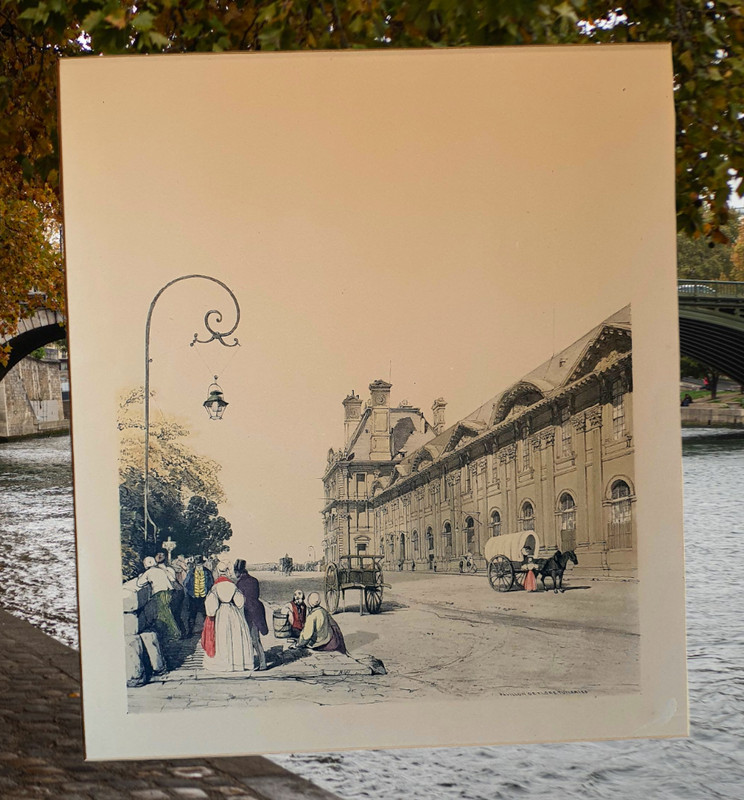 Original 1839 Thomas S. Boys Lithograph Pavillon de Flore Paris UK Plate Signed