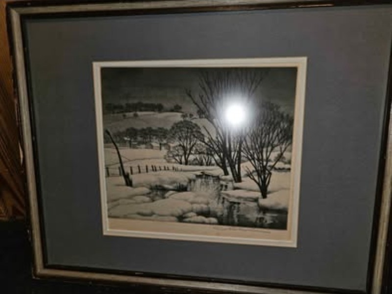 "Winter Symphony" original etching picture Art Samuel L. Margolies