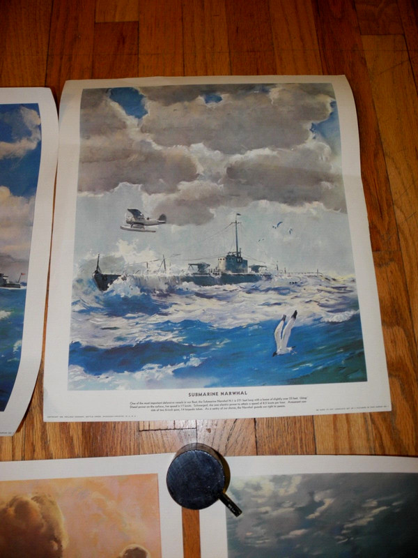 LOT OF 5,1938,PRE-WWII,COLOR PRINTS OF US NAVAL WAR SHIPS,BY "KELLOG",14X16 gallery