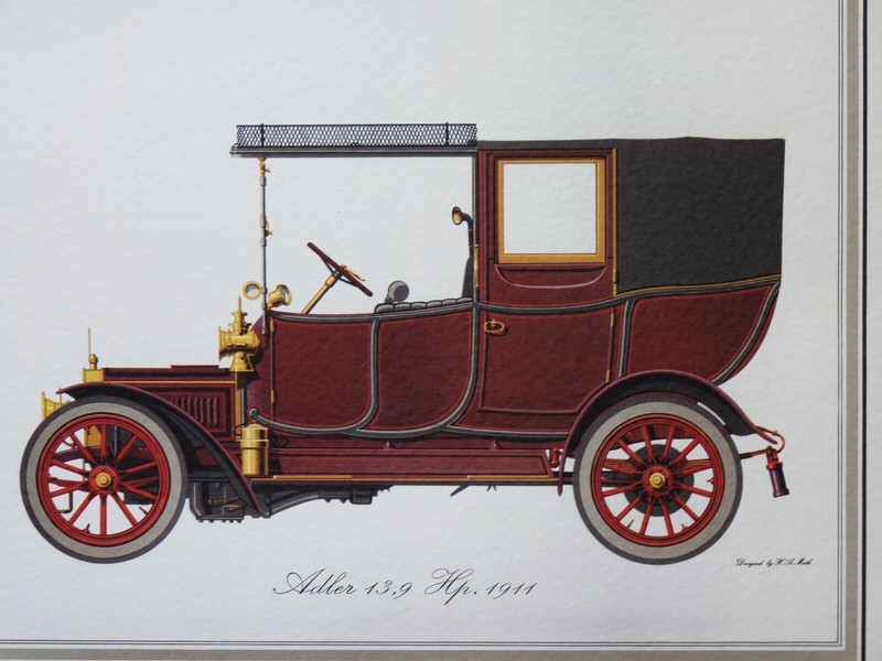 Adler 13.9 HP 1911 Original Schuler Print Hans A Muth Lithograph 1962 gallery