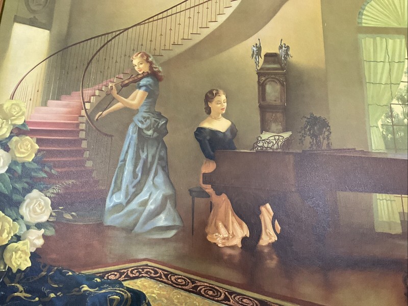 Ralph Brownell McGrew Morning Melody offset lithograph Gold Guilt Framed 29 X 35 gallery