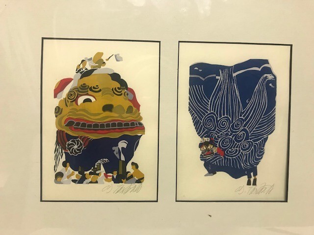 Masaaki Tanaka 2 silkscreened & signed 4 1/2 x 6 1/2 nice!