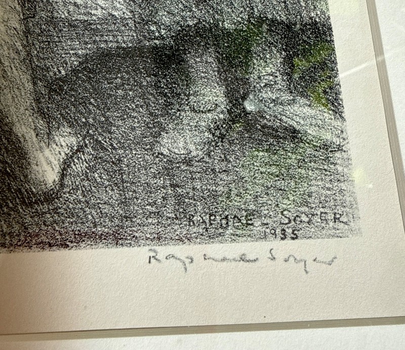 Raphael Soyer, "Backstage" Framed Print signed in Plate and on paper gallery