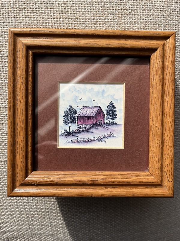 M.B Frey Red Barn Miniature Framed Print Country Farm