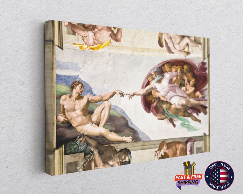 The Creation of Adam – Michelangelo Reproduction Canvas Print Wall Art