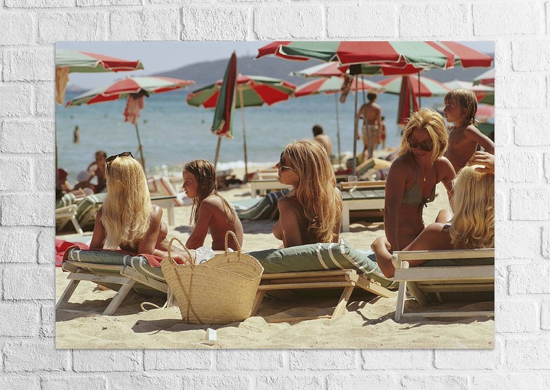 photo of St.Tropez Beach by Slim Aarons – French Riviera- Framed Classic Artwork